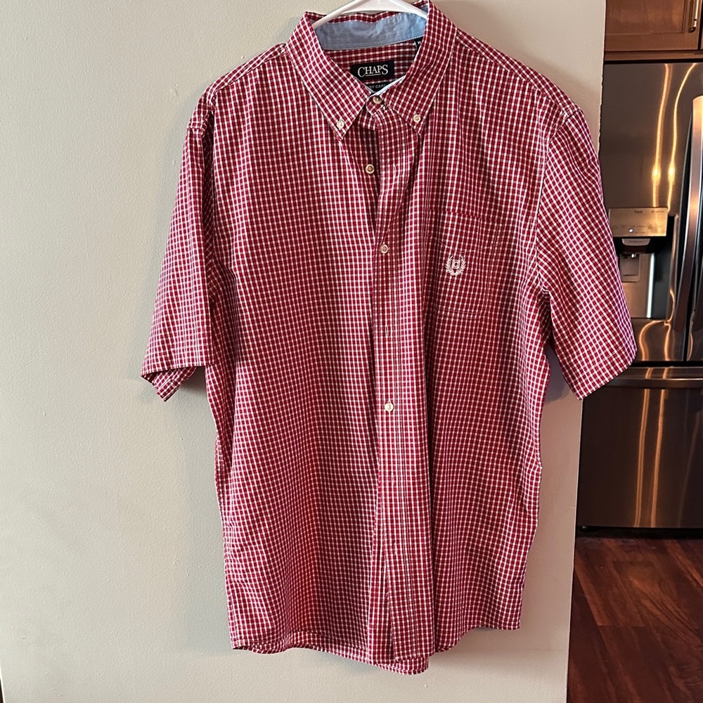 Chaps short sleeve button down, chaps logo, easy care, like new